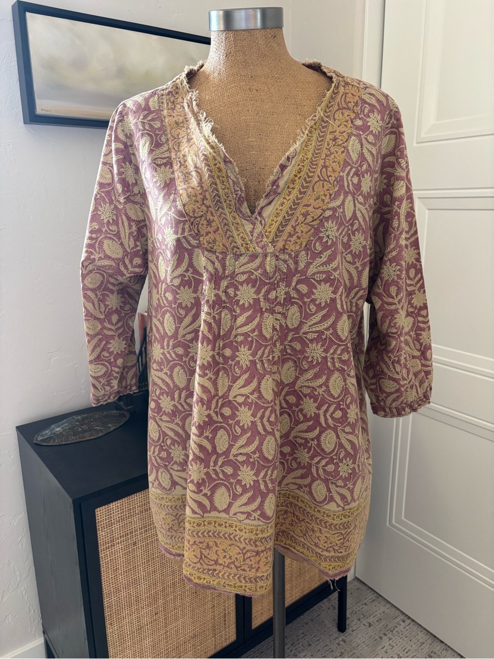Magnolia Pearl Boho Floral V-Neck Tunic Top in the most beautiful colors!